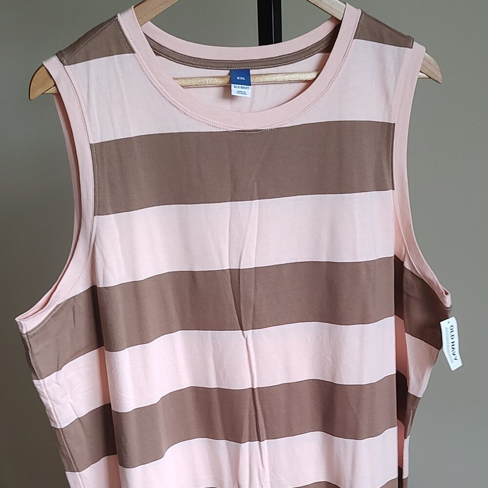 Old Navy Sleeveless Peach & Tan Striped Dress - Size XXL NWT